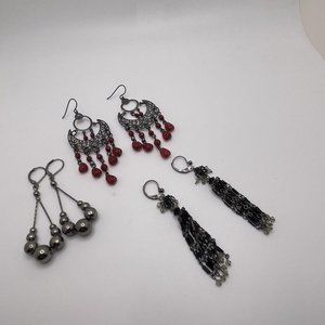 Lot Of 3 Costume Earrings Pierced Dangle Drop  /  Bead / Beaded